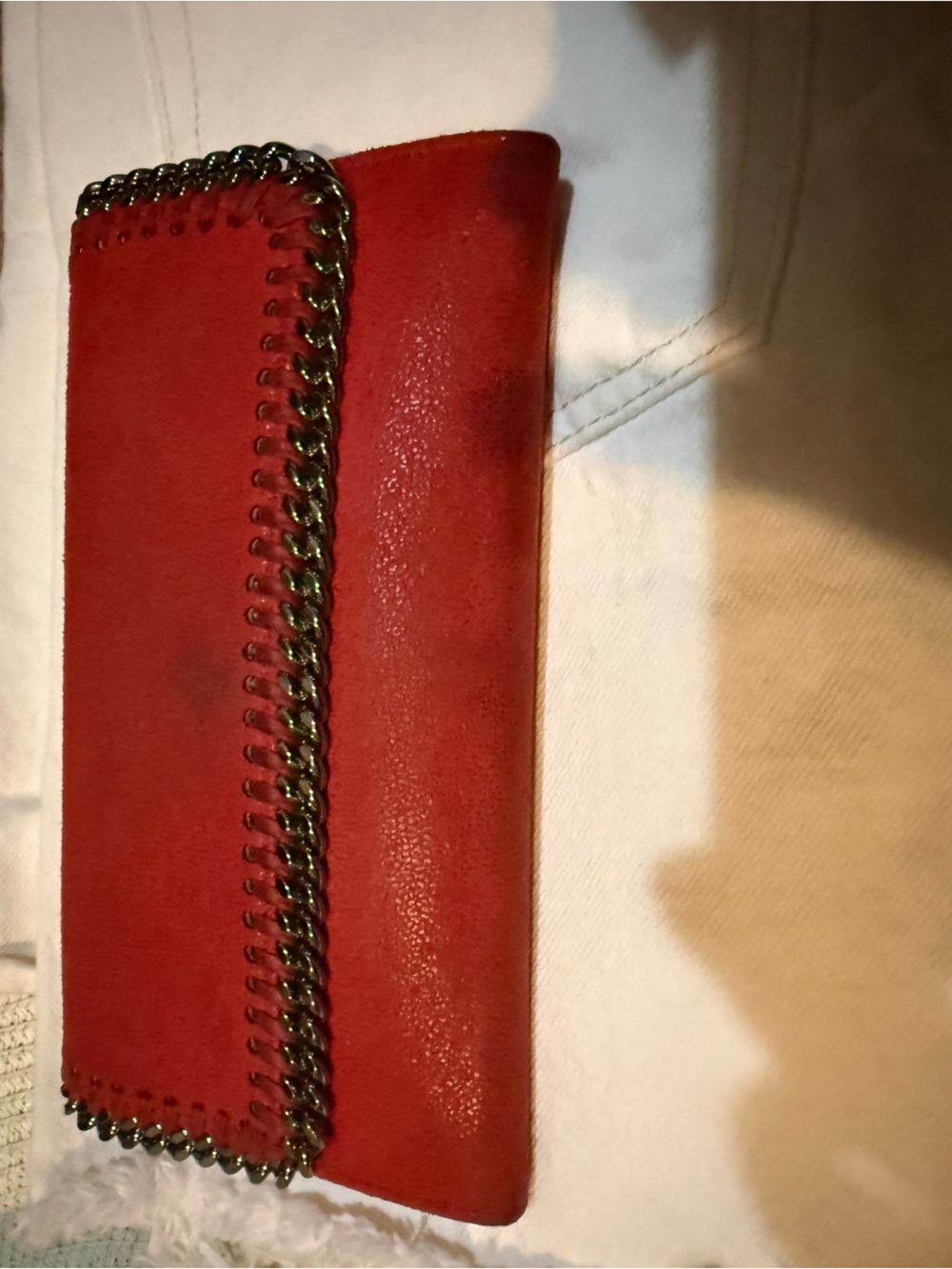 Stella McCartney Red Chain-Edge Fold Wallet